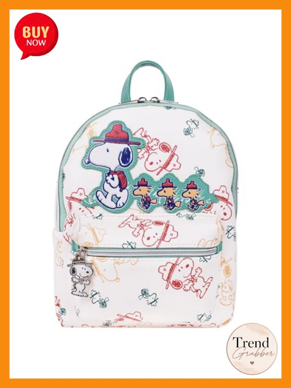 Snoopy All-Over Print Mini Backpack PU Leather Adjustable Straps
